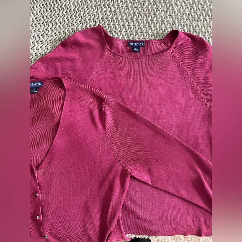 Ann Taylor Blouse + Cardigan Set